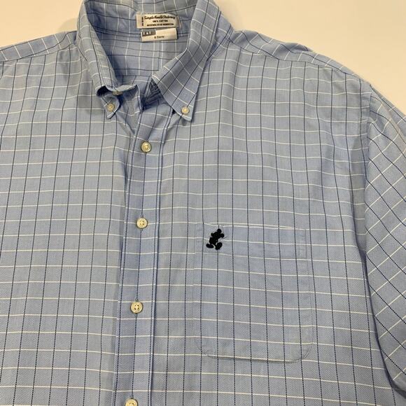 Vintage Disney World Shirt Mens XL Blue Cotton Button Down Dress Mickey Logo - Picture 3 of 11